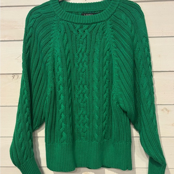 Ralph Lauren Black Label Green Crew Neck Cable Knit Sweater - Picture 13 of 15